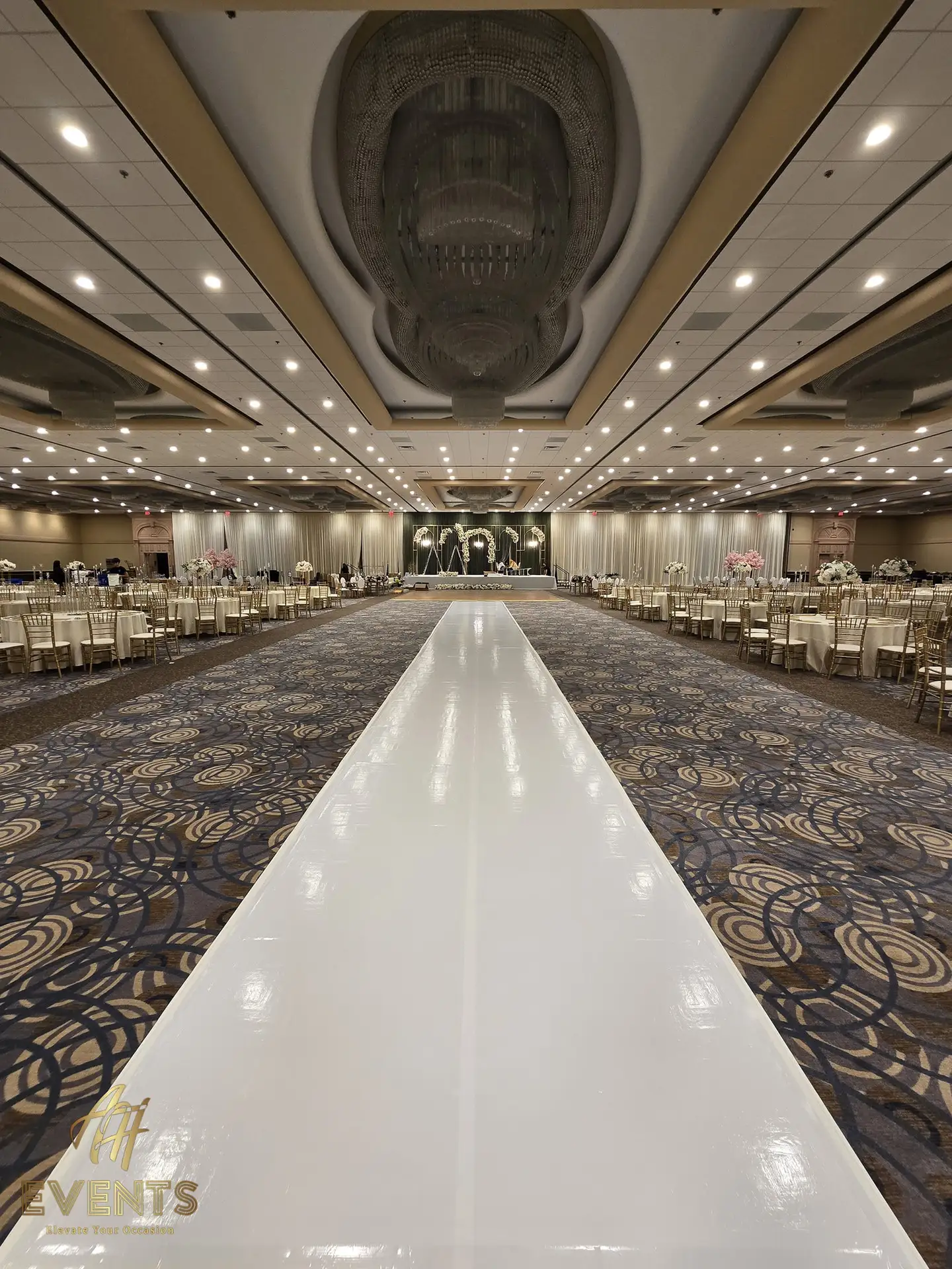 White vinyl aisle walkway