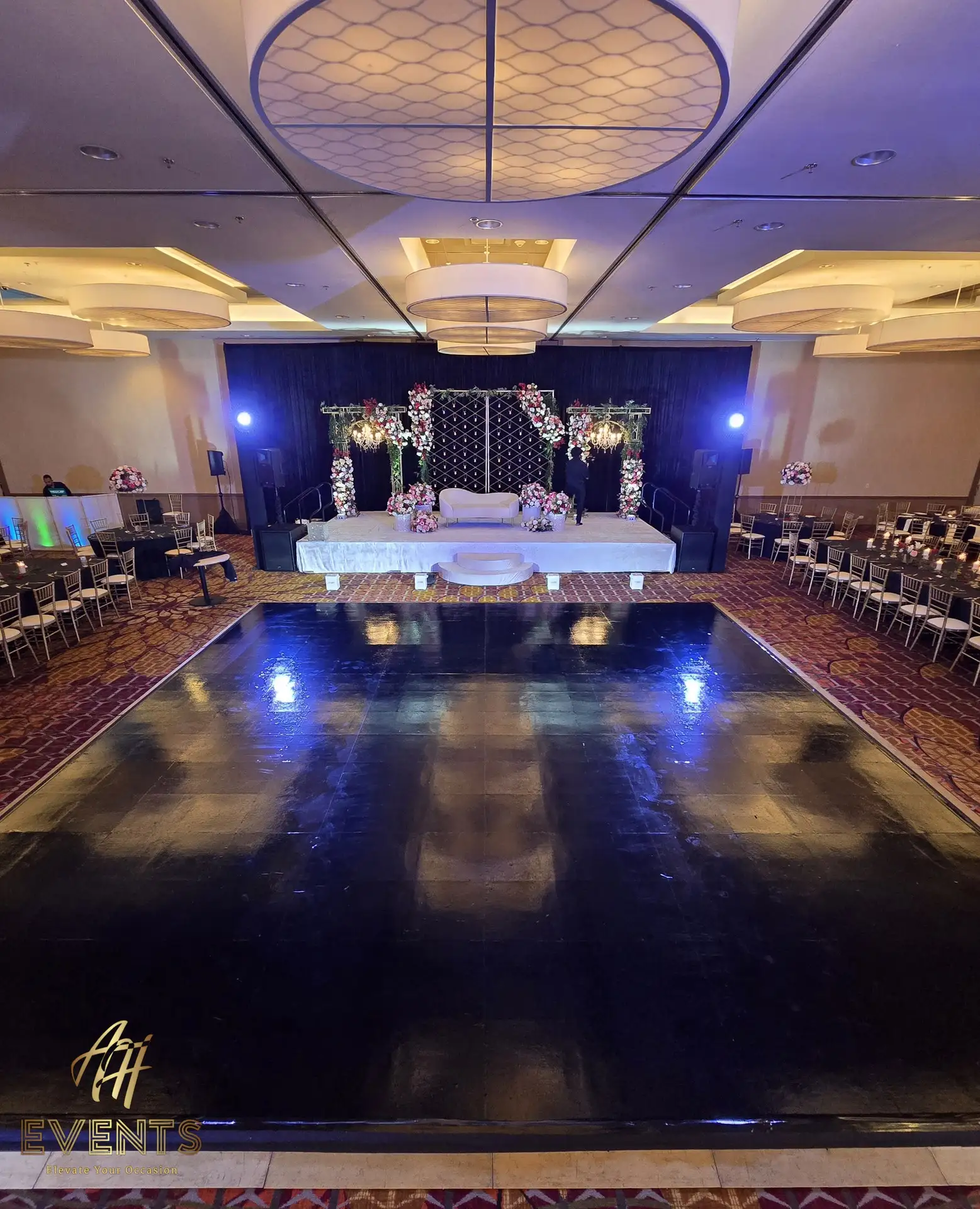 Black vinyl dance floor wrap